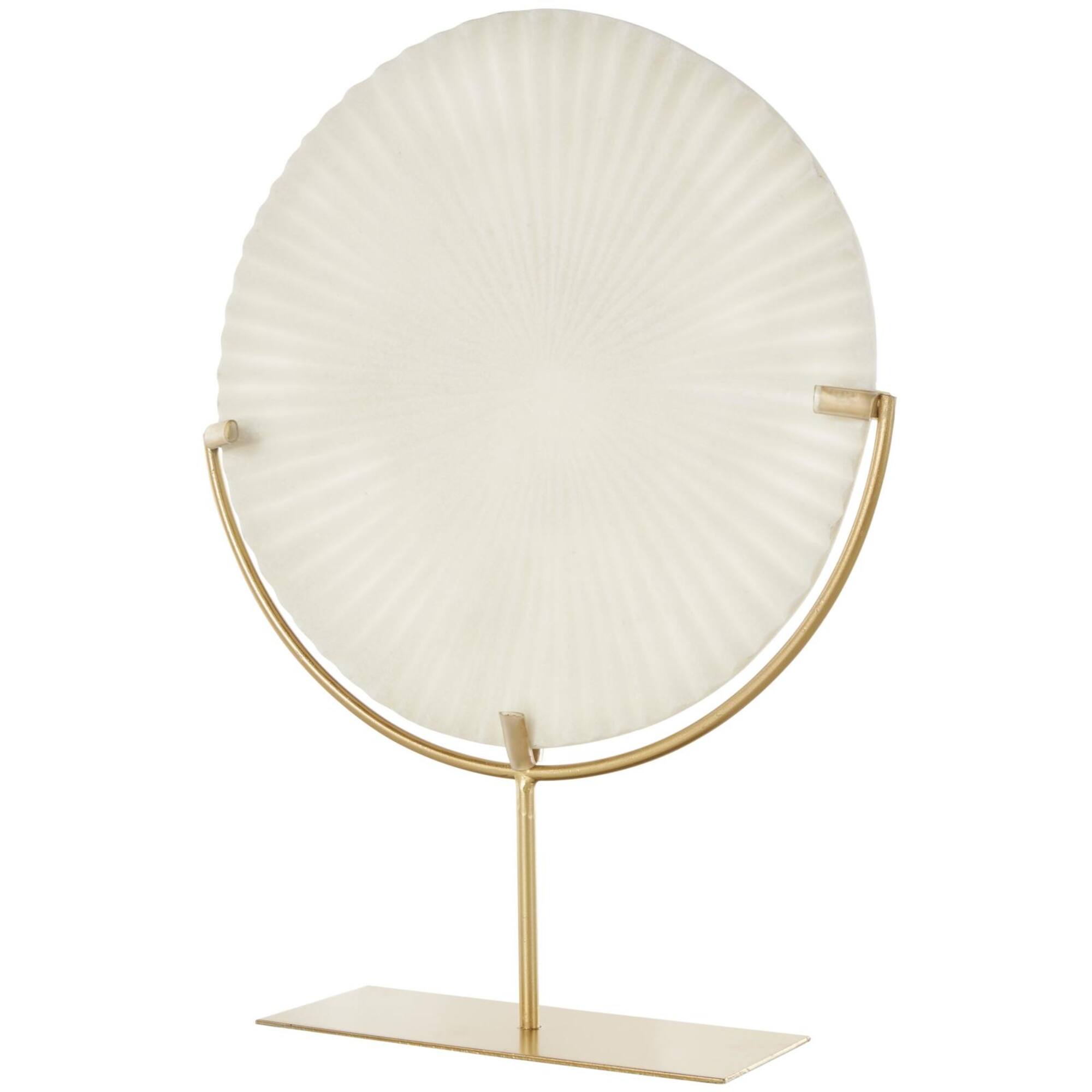 19" Cream & Gold Circle Disk Decorative Sculpture